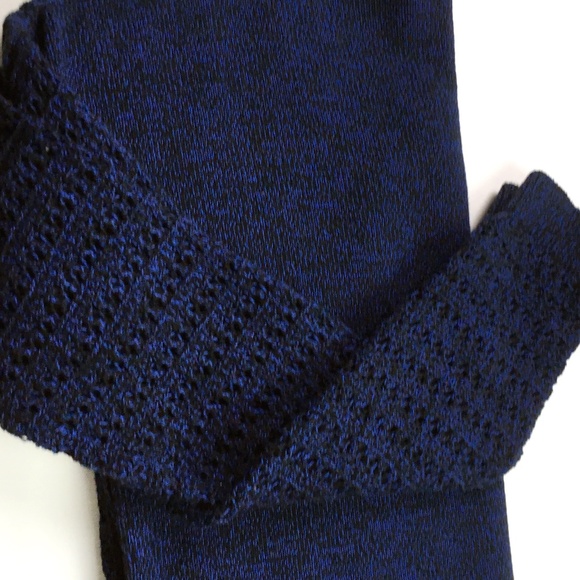 DKNY Crochet Knit Navy Long Sleeve Tunic Sweater - Picture 6 of 8